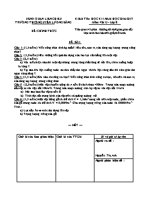 Đề kiểm tra học kỳ I môn Vật lý Lớp 8 - Năm học 2016-2017 - Trường THCS Nguyễn Lương Bằng (Có đáp án)